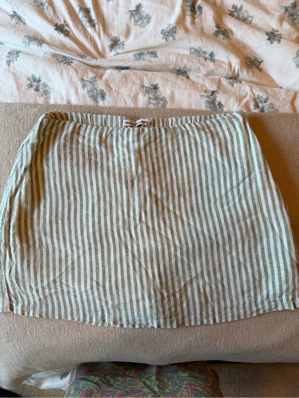 Abercrombie Striped Green and White Mini Skort